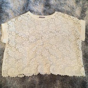 Zara Collection Floral Cream, Sheer Blouse tshirt